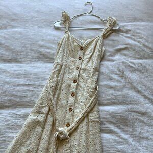 Anthropologie | Button-Down Flutter Sleeve Eyelet Midi Dress Size O